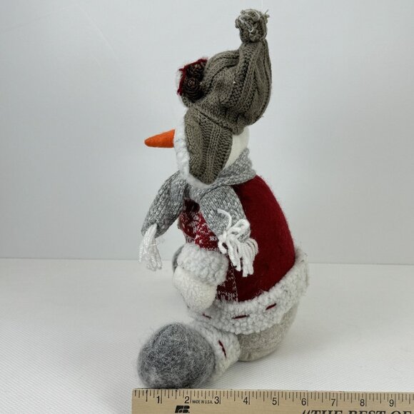 Handmade Snowman Plush Doll Knit Hat Sweater and Scarf Weighted Winter Decor 13" - Picture 10 of 10